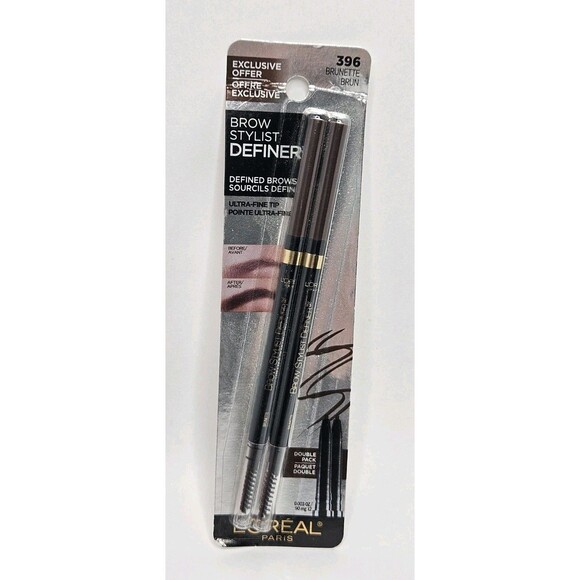 L'Oreal Paris Brow Stylist Definer Ultra Fine Tip #396 BRUNETTE Double Pack - Picture 1 of 2
